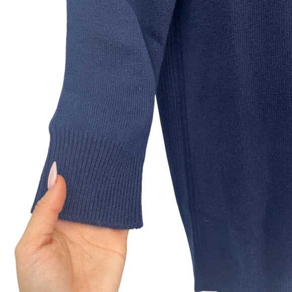 THAKOON Long Sleeve Wool Sweater Dress Mini Midnight Navy Blue Crew Medium NEW - Picture 9 of 13